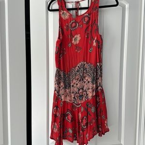Muli color red backless casual dress- free people